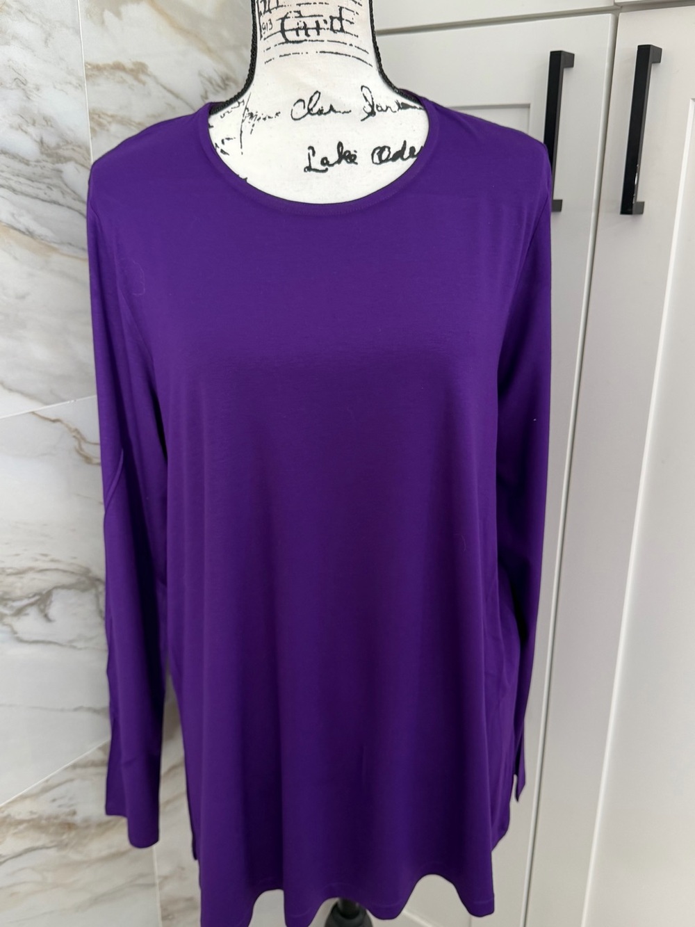 Eileen Fisher Deep Purple Long-Sleeve Crewneck Top